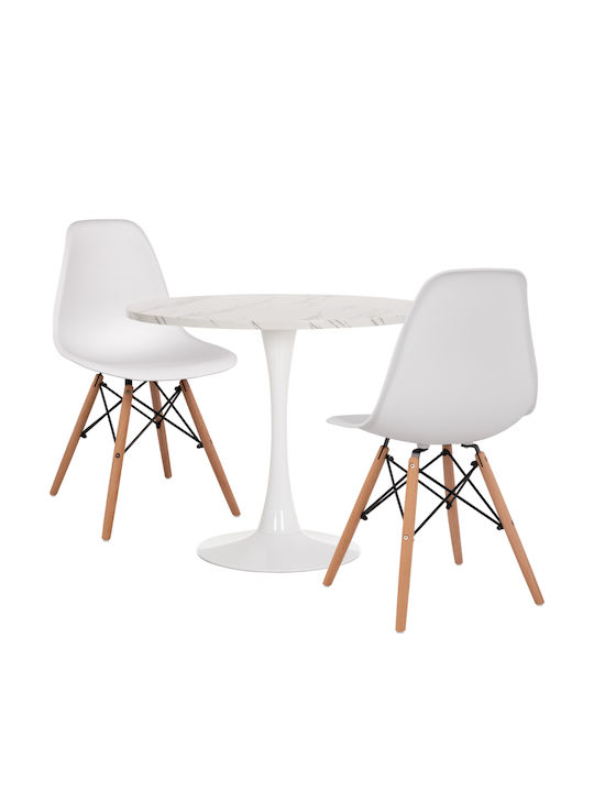 Esszimmerset Rollo mit 2 Stühlen 90x90cm