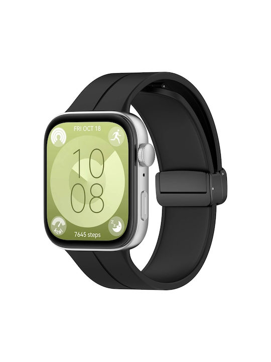 Bizon Curea pentru ceas din silicon compatibilă cu Huawei Watch Fit 4 Pro Fit 4 Fit 3 Neagră