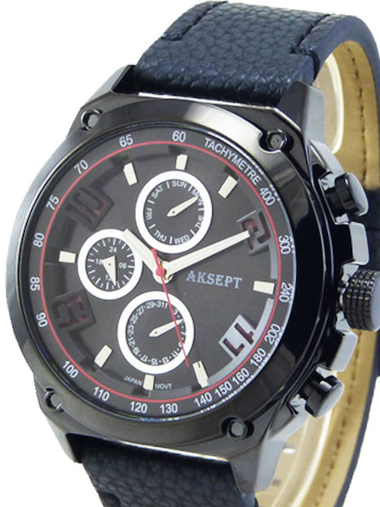 Aksept Мъжки Часовник 46mm На Батерия с Черна К...