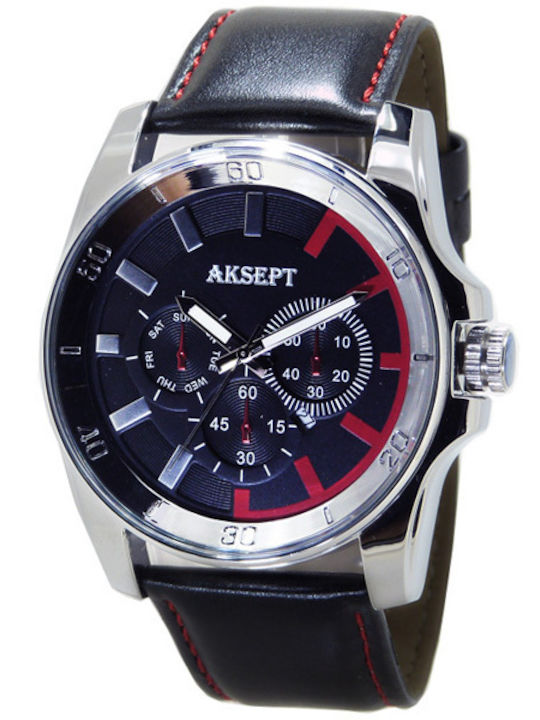 Aksept Мъжки часовник 48mm На батерия с Черна к...