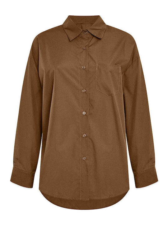 Celestino Cămașă De Damă Oversized Asimetrică Loose Fit Maro