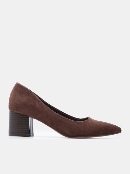 Luigi Pointed Toe Heels with Medium Brown Heel