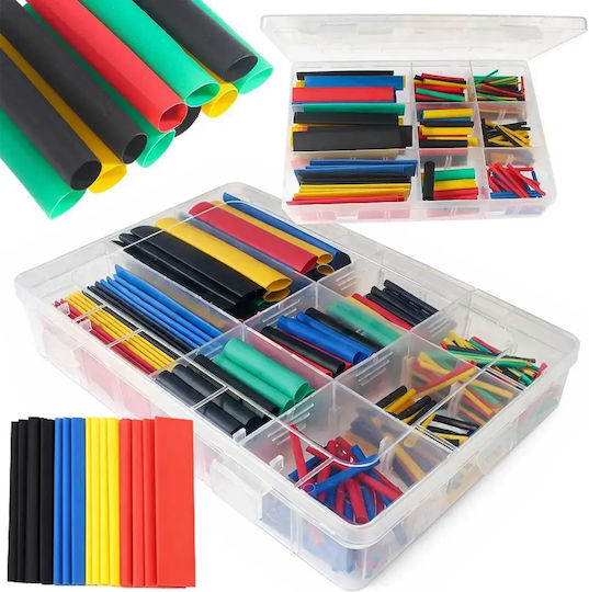 Set Tubulatură Termocontractibilă Macaroane Cabluri 348 Bucăți Multicolore Cutie de Organizare
