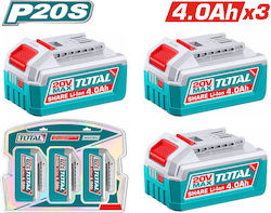 Total Σετ 3 Μπαταριών Εργαλείου Λιθίου 20V TOSLI251296E Total Σετ 3 Μπαταριών Εργαλείου Λιθίου 20V TOSLI251296E