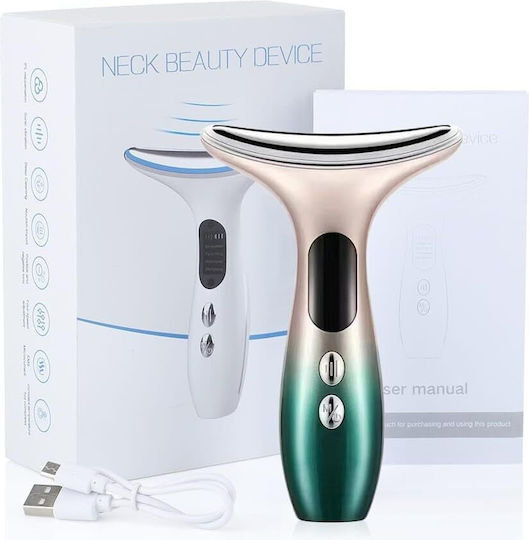 Arvada Beautypro Hy38 Dispozitiv de Masaj pentru Față și Gât 3 Moduri Led 40–45°C Încălzire 3 Niveluri de Vibrație Încărcare Usb Verde