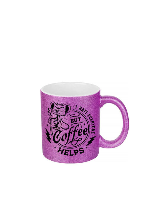 Digital Place Glitter Fuchsia I Hate Everyone B...