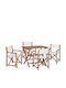Outdoor Dining Set Textilene 5 Pieces Natural