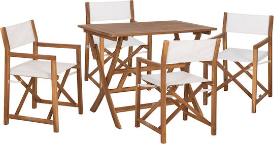 Outdoor Dining Set Textilene 5 Pieces Natural
