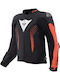 Dainese Super Speed 5 Sommer Herren Leder Reitjacke Schwarz/Rot-Fluo/Weiß
