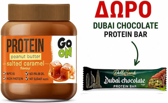 Go On Nutrition Smooth Peanut Butter with Extra Protein with Salted Caramel 350gr + Gift Protein Bar Sante Dubai 45gr