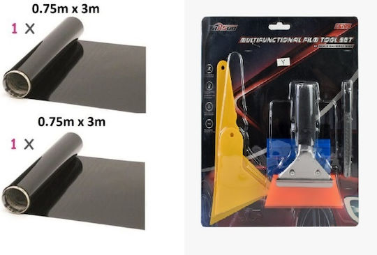Set of 2 Tinted Car Window Headlight Films 0.75 M X 3 M + 5 Pieces Film Placement Tools Slightly Black