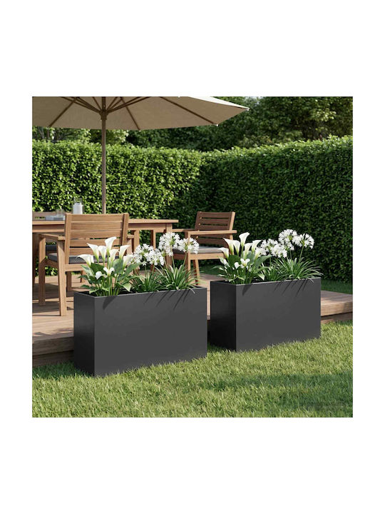 vidaXL Garten Set 2 Metallische Pflanzgefäße Schwarz 30cm
