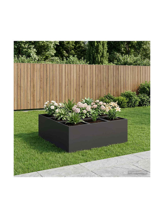 vidaXL Κήπου Γλάστρα Μεταλλική Μαύρο 100x100x40εκ.