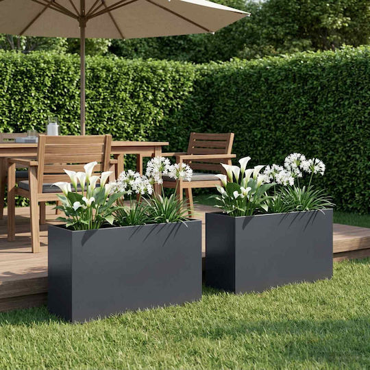 vidaXL Garden Set 2 Metallic Flower Pots Anthracite 40cm
