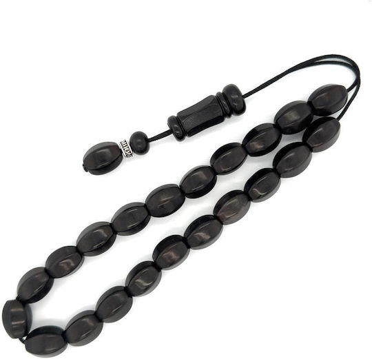 Kompologadiko Worry Beads with 21 Beads Made of Black Horn