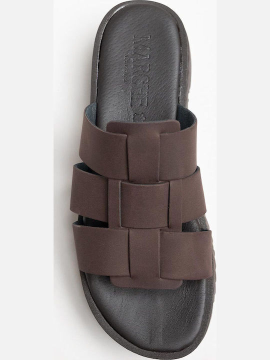 Δερμάτινα Γυναικεία Σανδάλια Flatforms Καφέ