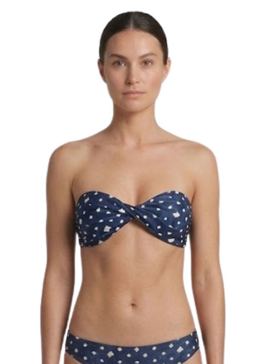 Sea Side Strapless Bikini Top Navy