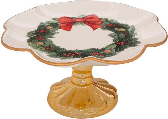 Iliadis Porcelain Cake Stand With Stand Gold 25x25x13.5cm