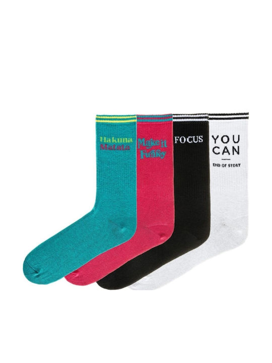 Funky Steps Women Socks with Multicolour Patterns 4Pack
