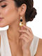 Liva Fashion Gold Plated Dangle Earrings with Stones and Black Pearls