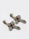 Red Dangle Earrings with Stones