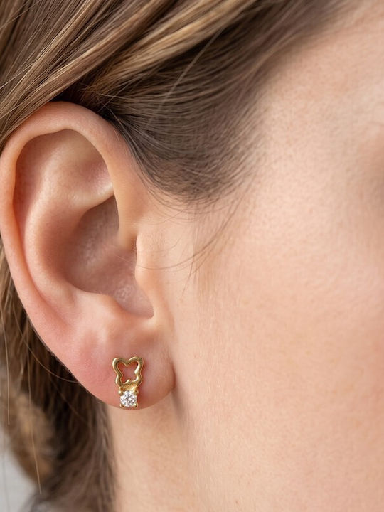 Grekas Single Gold Plated Silver Stud Earring with Stones