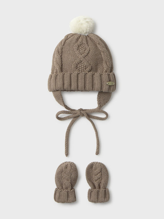 Mayoral Kinder Beanies Set mit gestricktem brau...
