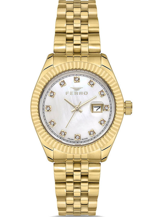 Ferro Herrenuhr Batterie Gold