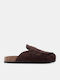 Flat Suede Mules σε Καφέ Χρώμα