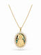 Ulysses Silver Pendant "Saint Paisios" Silver 925 14k Gold Plating Zircon Nacre Chain Gold Plated Silver 925