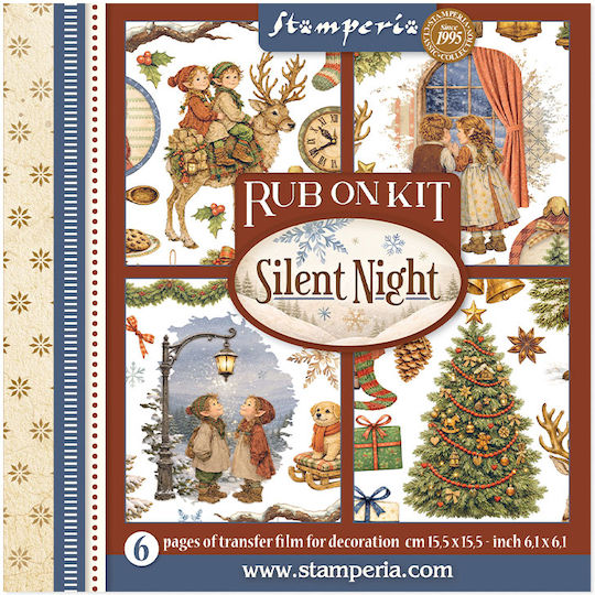 Албум Халкомании Комплект Rub-on 15.5×15.5см Stamperia Silent Night