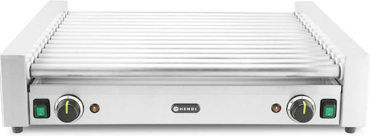 Xl Double-zone Roller Grill Warmer Hot Dog Sausages 14 Rollers 65 Cm 2000 W