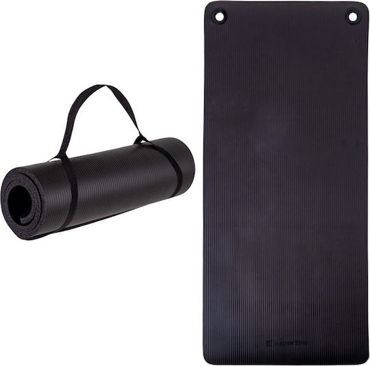 inSPORTline Trainingsmatte Pilates Schwarze mit Tragegurt (140x61x1.5cm)