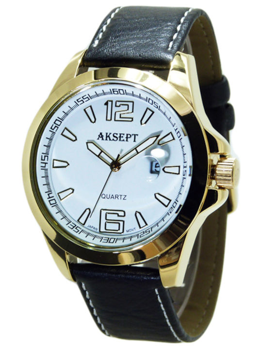 Aksept Мъжки Часовник 48mm На Батерия с Черна К...