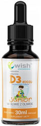 Wish Pharmaceutical Natural Vitamin D3 Junior Витамин за Укрепване на Имунната Система и Здравето на Костите 800 IU Natural 30 ml