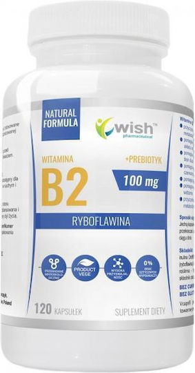 Wish Pharmaceutical Vitamin B2 100 mg + Prebiotic Витамин за Здравето на Нервната Система 120 Капсули