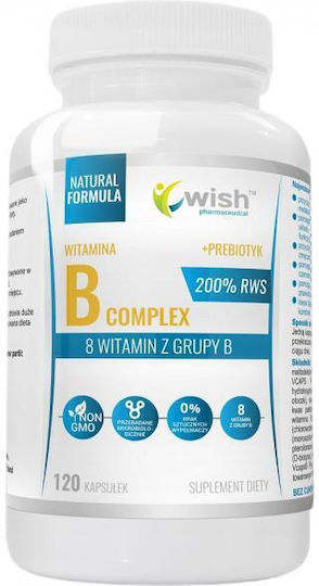 Wish Pharmaceutical Витамин B Комплекс 200% NRV + Пребиотик Витамин 120 капсули