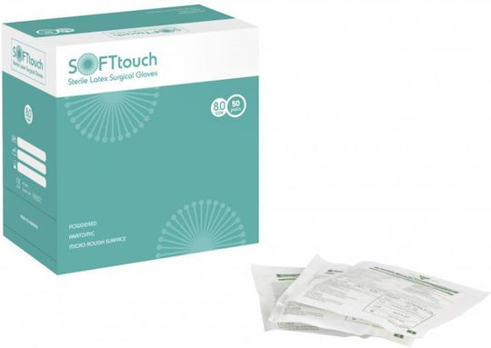 Soft Touch Хирургически Ръкавици Латекс На Прах в Бял Цвят 100 бр