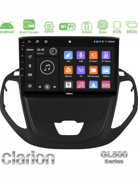 Clarion Auto-Audiosystem für Ford Kurier / Transit Kurier 2015-2023 Bluetooth USB Eingebautes Wi-Fi GPS Apple CarPlay Android Auto mit 9 Zoll Touchscreen