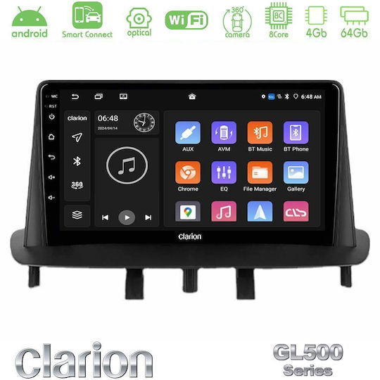 Clarion Car Audio System for Renault Megane 2009-2013 (Bluetooth/USB/WiFi/GPS/Apple CarPlay/Android Auto) with 9" Touch Screen