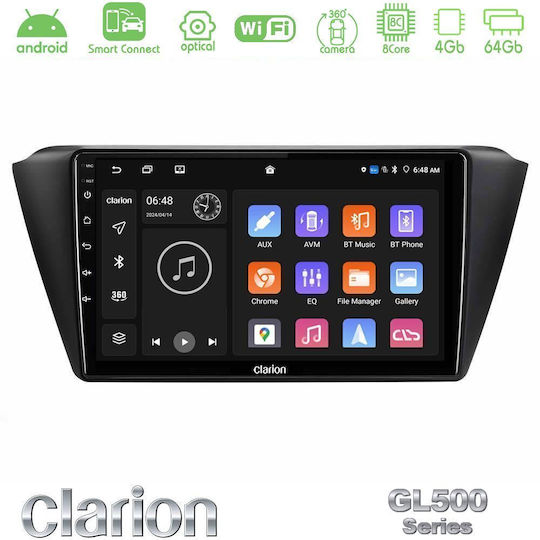 Clarion Car Audio System for Skoda Fabia 2015-2021 (Bluetooth/USB/WiFi/GPS/Apple CarPlay/Android Auto) with 9" Touch Screen