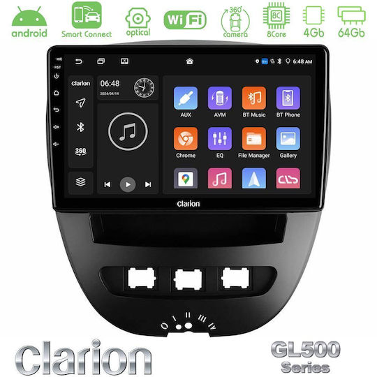Clarion Car Audio System for Peugeot 107 Toyota Aygo Citroen C1 Bluetooth USB WiFi GPS Apple CarPlay Android Auto with 10" Touch Screen
