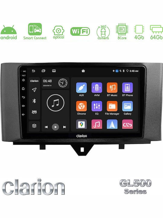 Clarion Ηχοσύστημα Αυτοκινήτου για Smart ForTwo (Bluetooth/USB/WiFi/GPS/Apple-Carplay/Android-Auto) με Οθόνη Αφής 9"