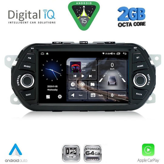 Digital IQ Car Audio System for Fiat Tipo 2015-2023 Bluetooth USB WiFi GPS Apple CarPlay Android Auto with 7" Touch Screen