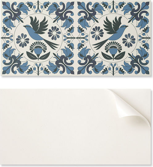 Vinyl Tiles Kitchen Motif Bird Flower Pattern 6x60x30 Cm