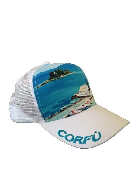 Atlantis Mesh Souvenir Cap Corfu Kerkyra Five-Panel Jockey 100% Polyester White