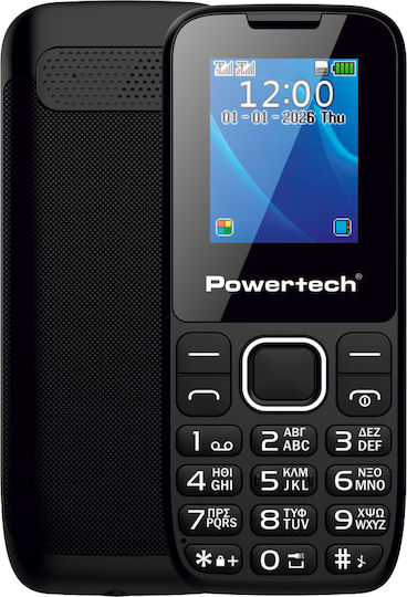 Powertech Milly Small III Without Camera Dual SIM Button Mobile Phone Greek Menu Black