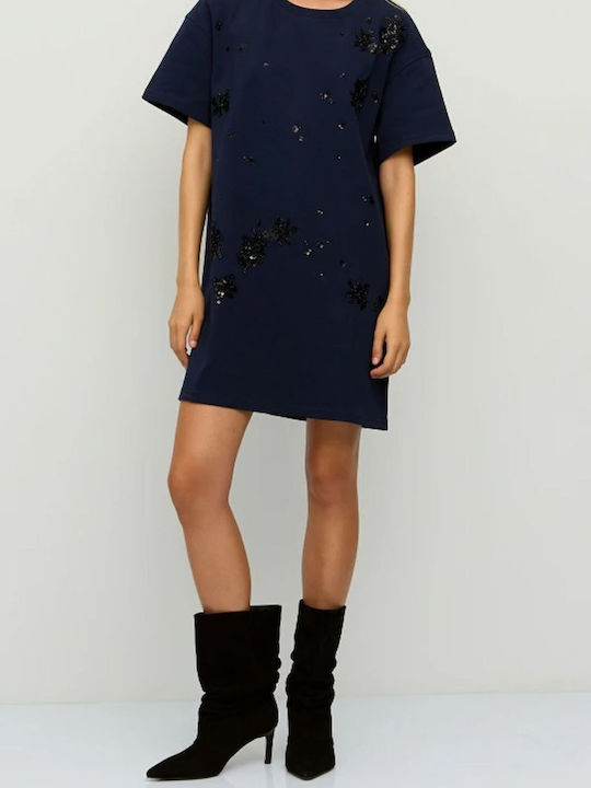 Summer Mini T-Shirt Dress Dark Blue