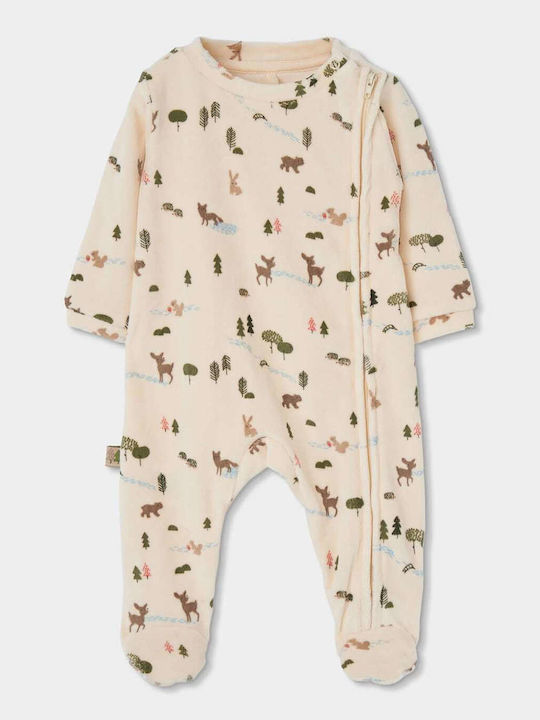 Boboli Samt Baby-Strampler Beige