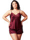 Jumelles Sommer Babydoll Burgundisch